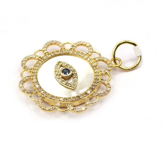 Round 14k Solid Gold Diamond Pendants.