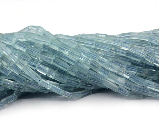 Aquamarine faceted Tube Bead, Size 10x5 mm