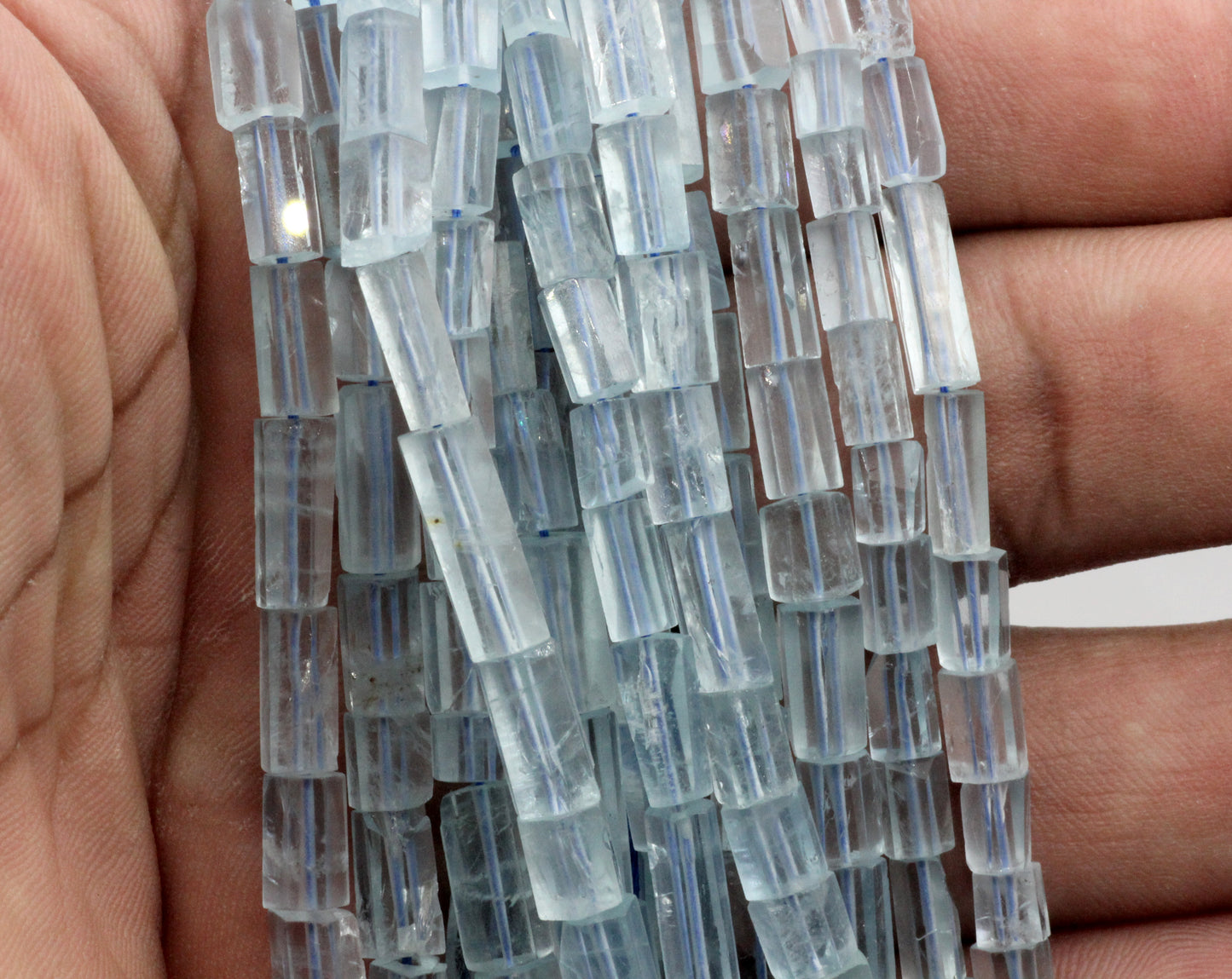 Aquamarine faceted Tube Bead, Size 10x5 mm
