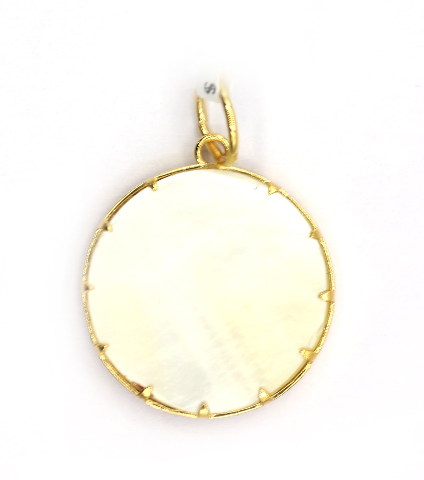 Evil Eye 14k Solid Gold Diamond Pendants With Mother of Pearl Stone .
