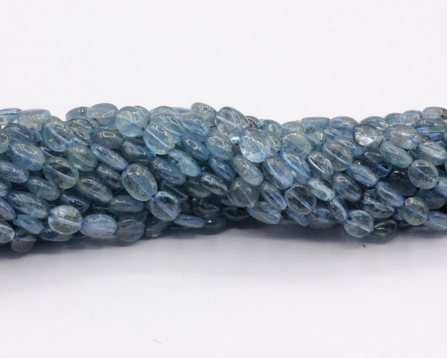 Aquamarine Smooth Oval Bead, Size 6x8 mm