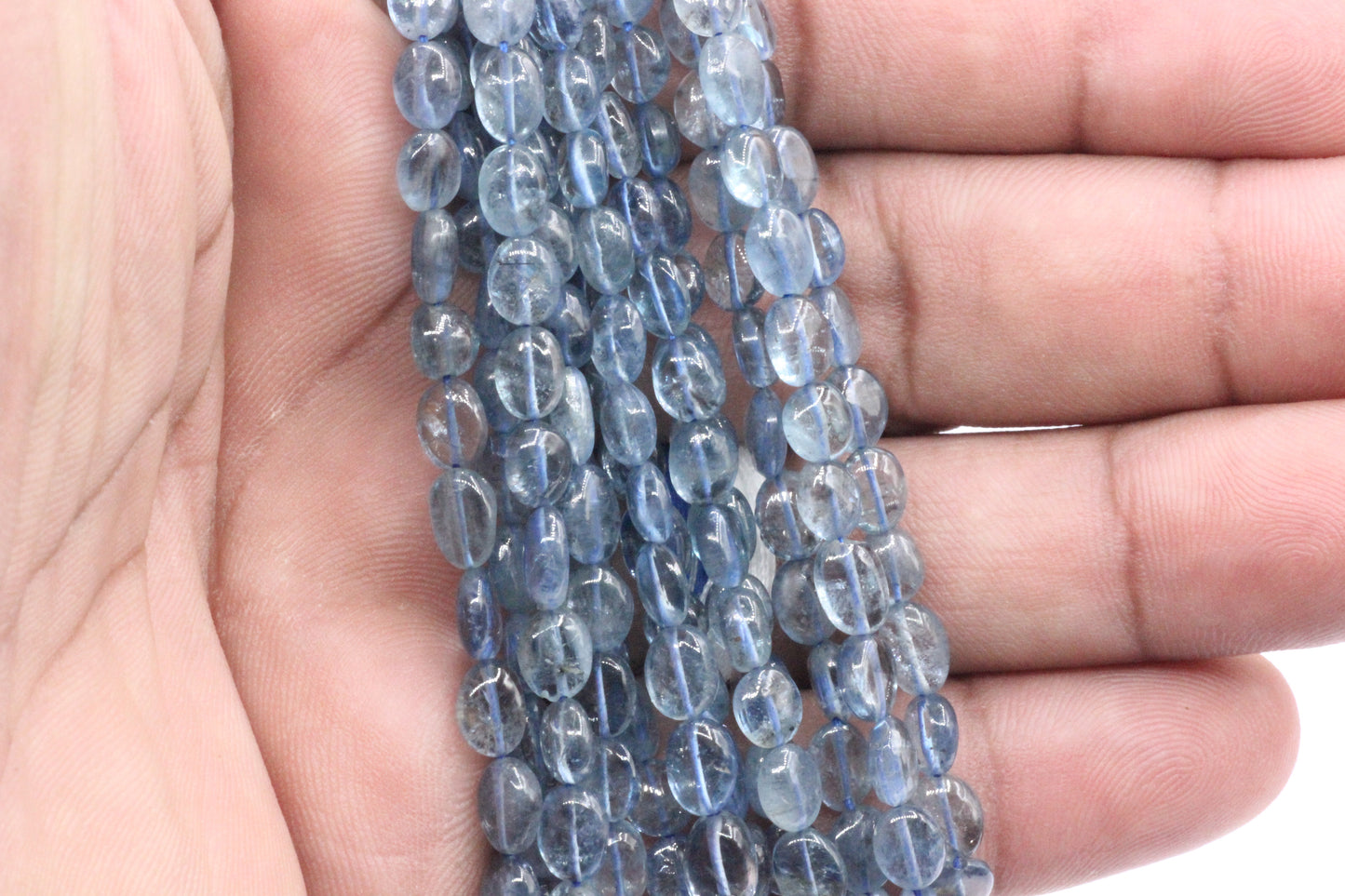 Aquamarine Smooth Oval Bead, Size 6x8 mm