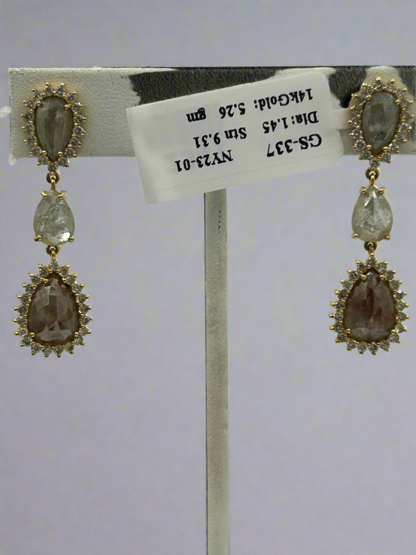 14k Solid Gold Diamond Earring