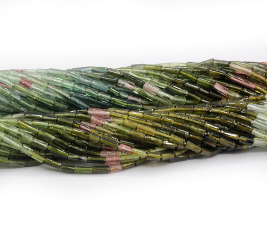 Tourmaline Faceted Tube Beads, Natural Tourmaline Beads