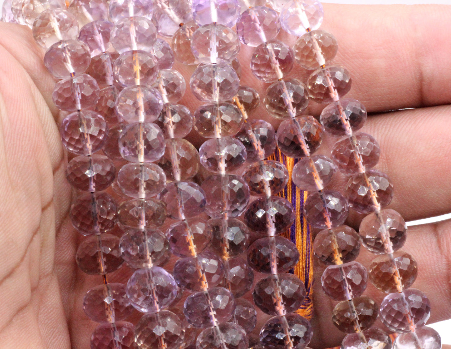 Ametrine Faceted Beads, Size 10 to 11 mm