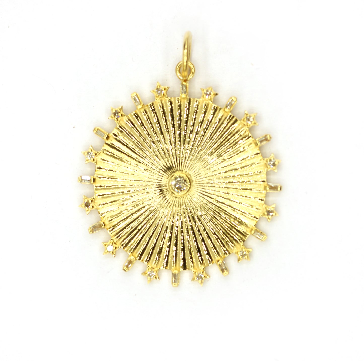 Round 14k Solid Gold Diamond Pendants.