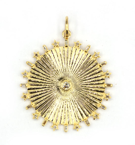 Round 14k Solid Gold Diamond Pendants.