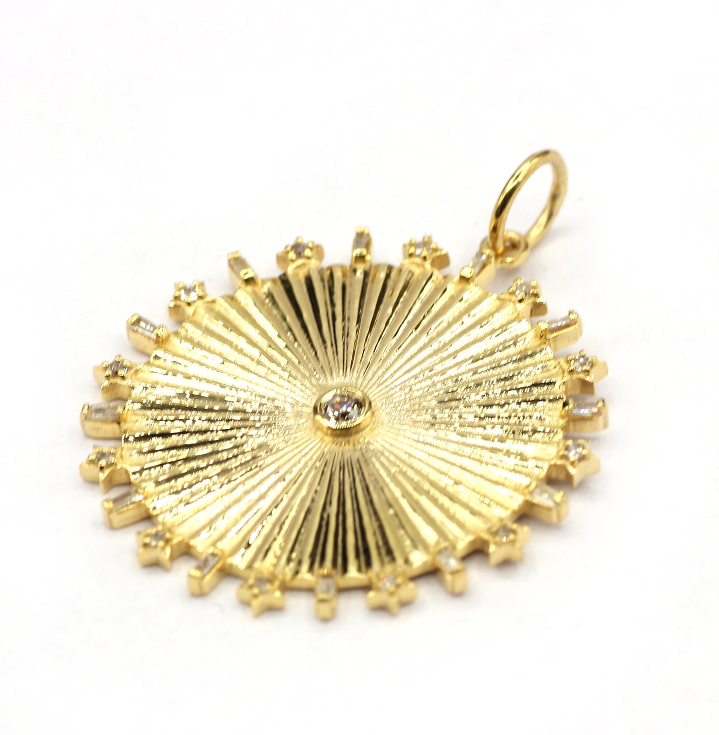 Round 14k Solid Gold Diamond Pendants.
