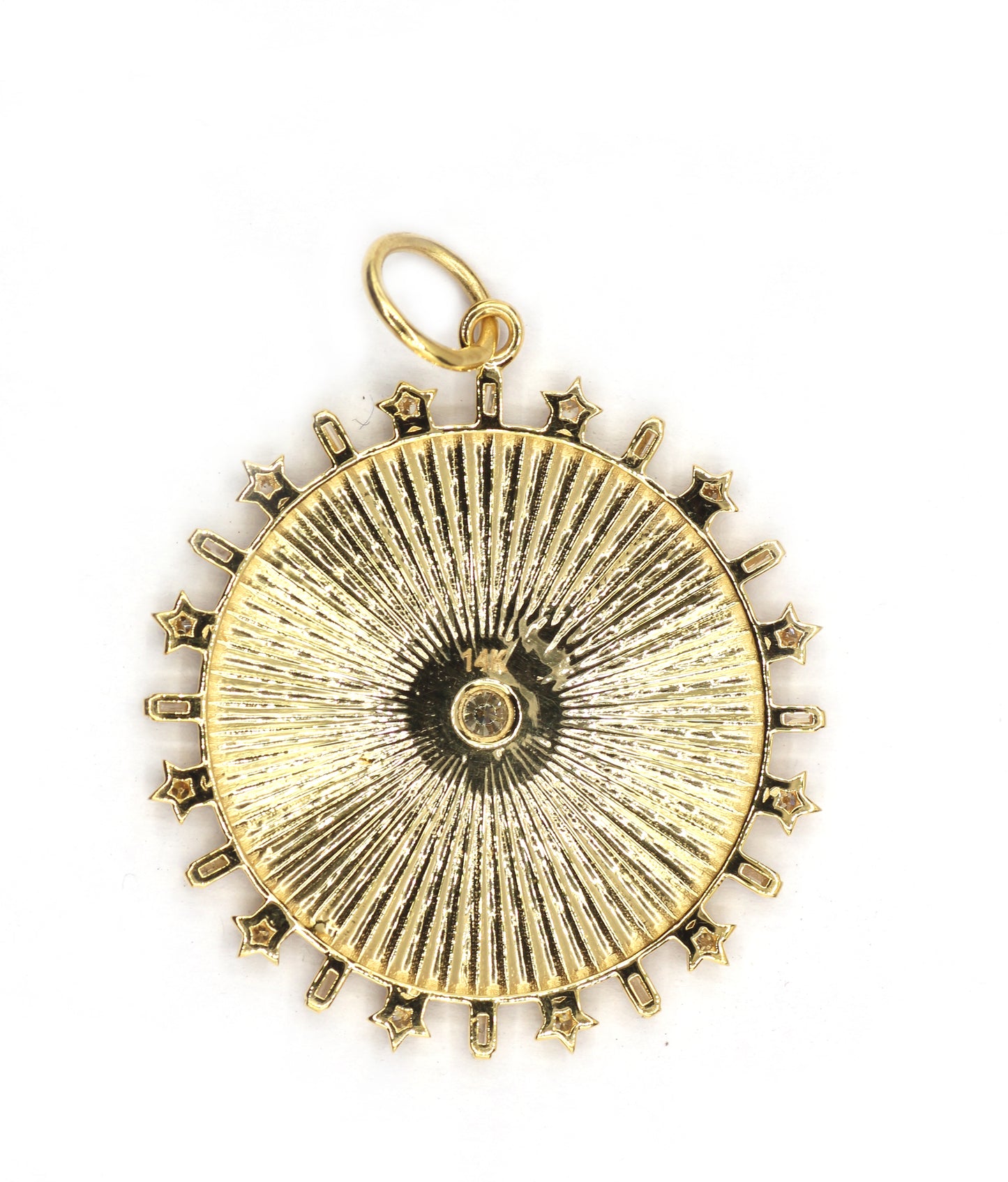 Round 14k Solid Gold Diamond Pendants.