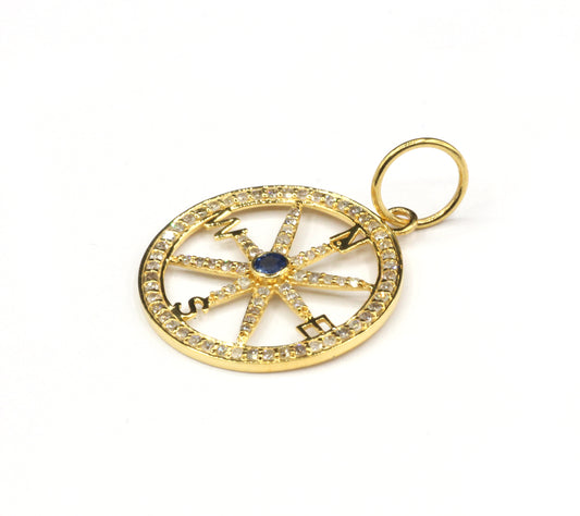 Compass 14k Solid Gold Diamond Pendants.