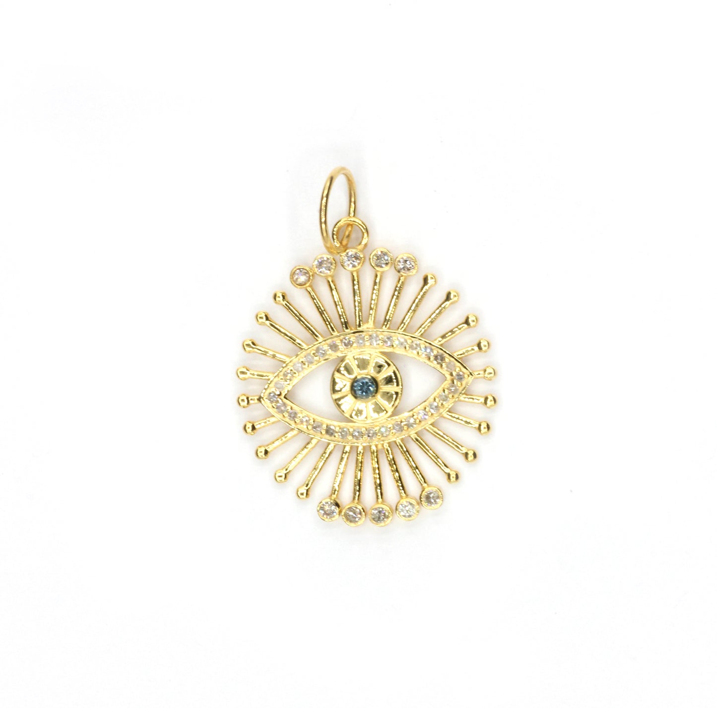 Evil Eye 14k Solid Gold Diamond Pendants.