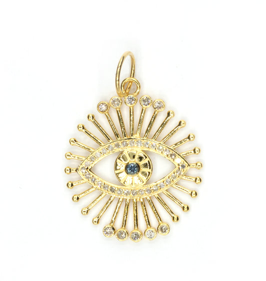 Evil Eye 14k Solid Gold Diamond Pendants.