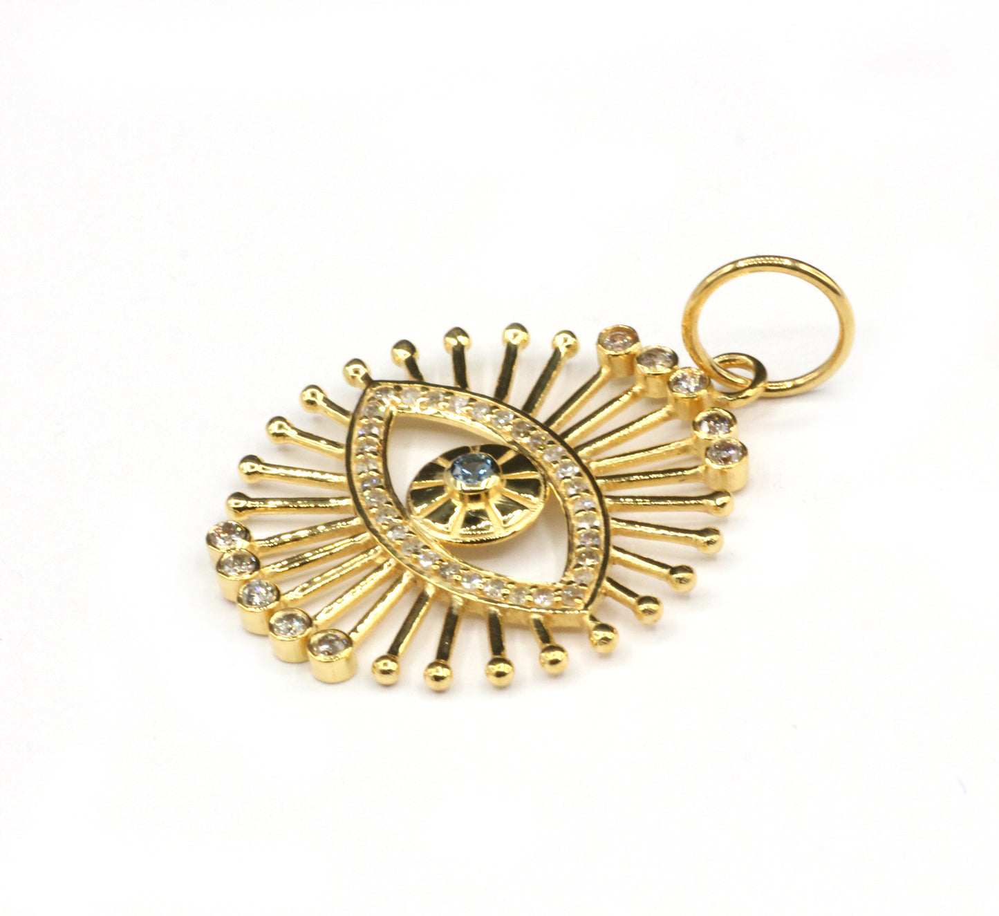 Evil Eye 14k Solid Gold Diamond Pendants.
