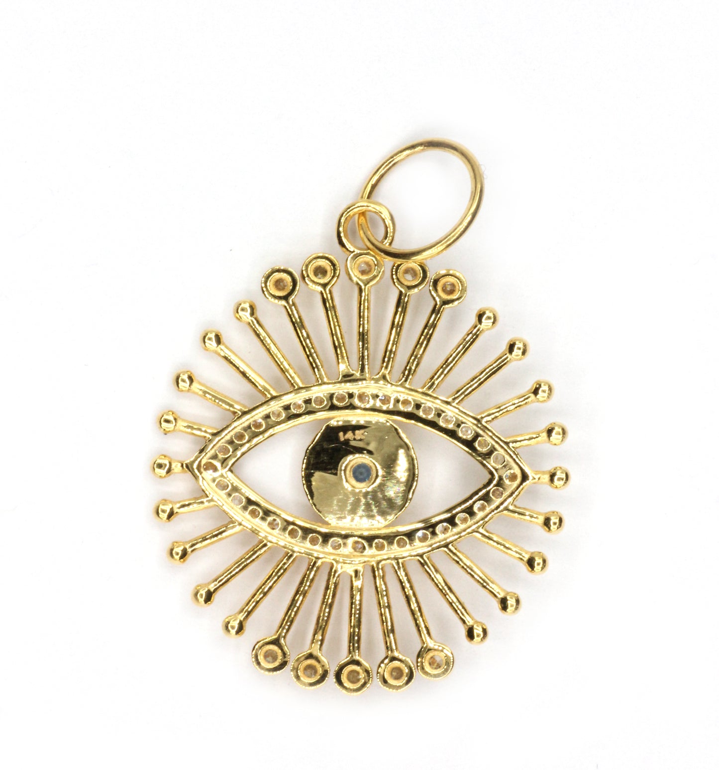 Evil Eye 14k Solid Gold Diamond Pendants.