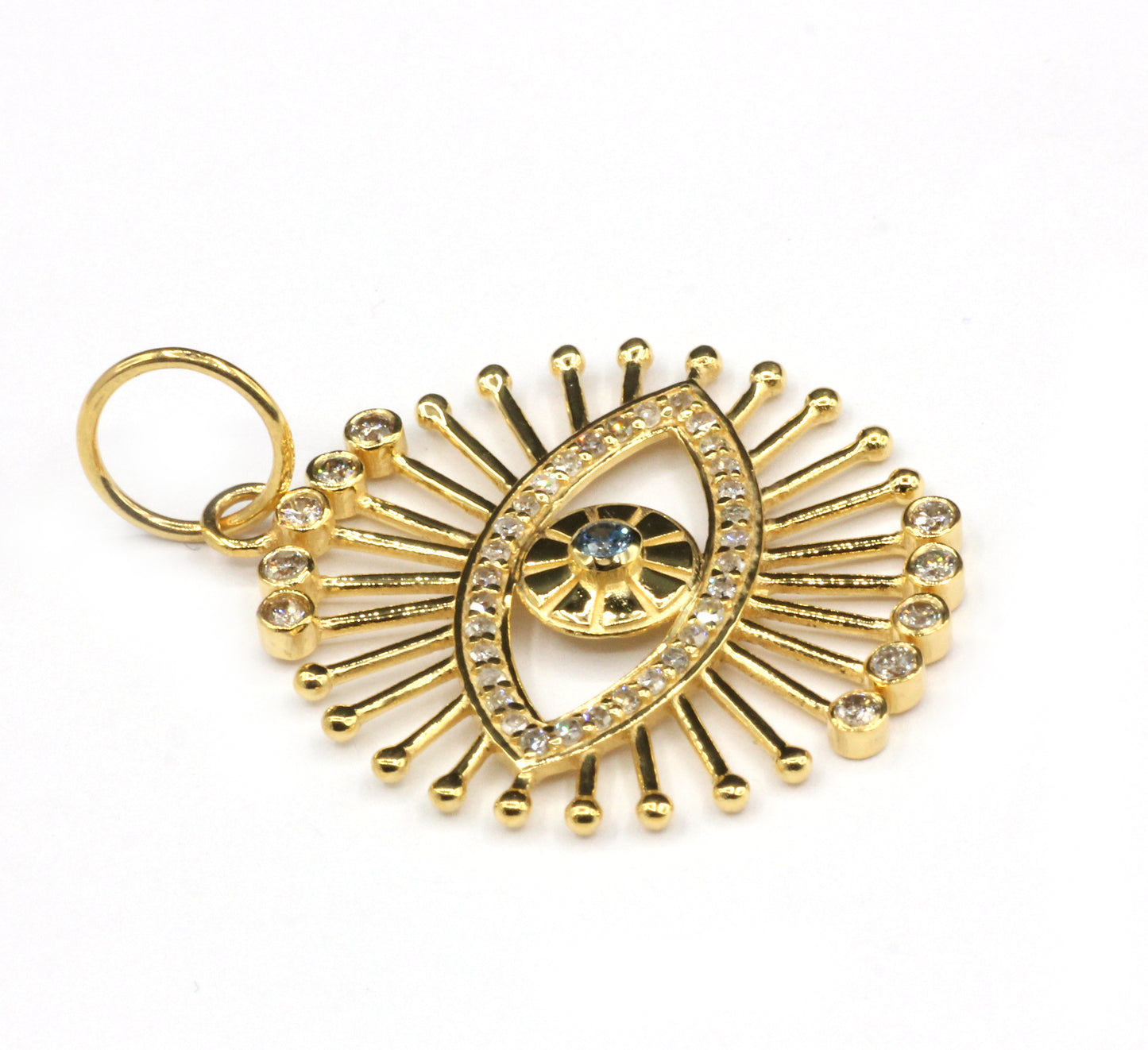 Evil Eye 14k Solid Gold Diamond Pendants.