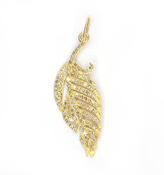 Leaf 14k Solid Gold Diamond Pendants.