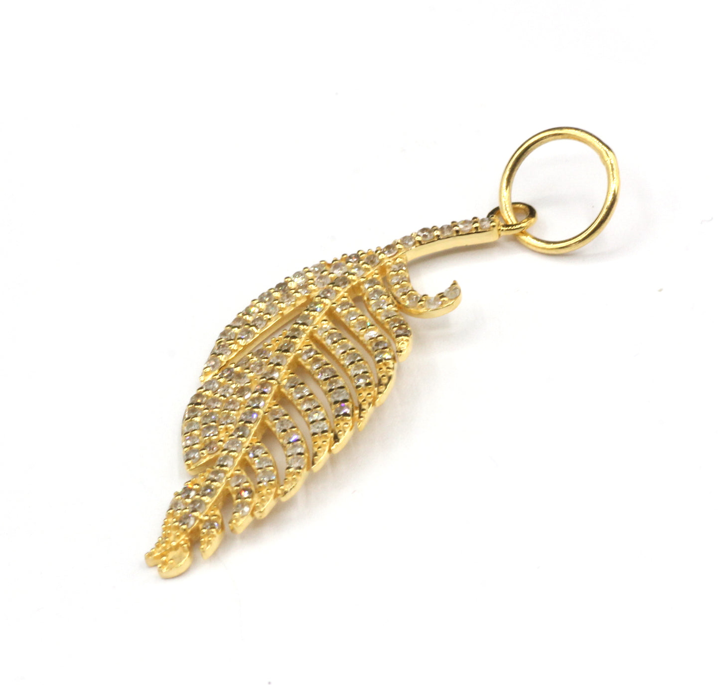 Leaf 14k Solid Gold Diamond Pendants.