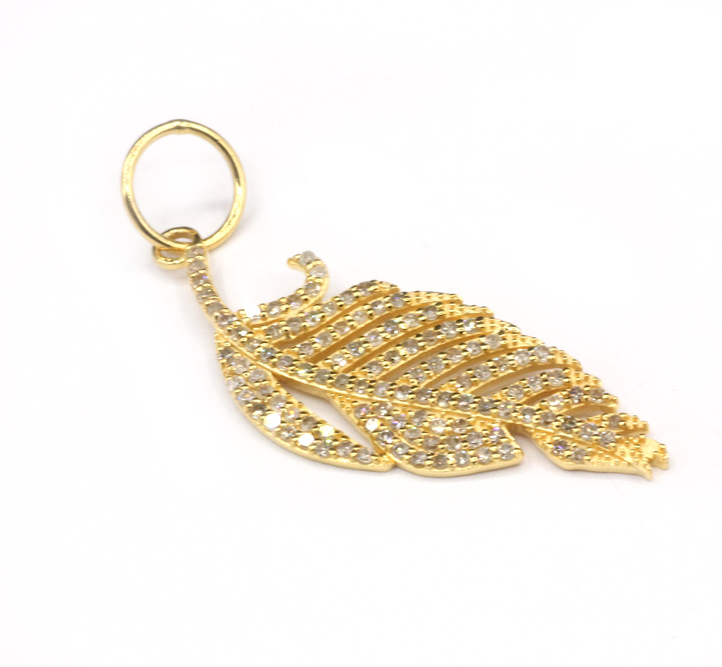Leaf 14k Solid Gold Diamond Pendants.