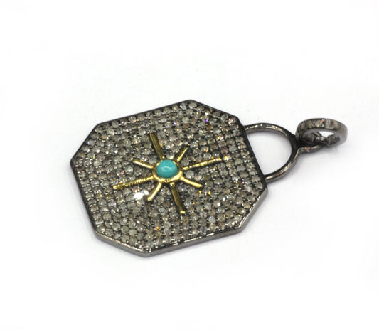 Hexagon Pave Diamond Pendant