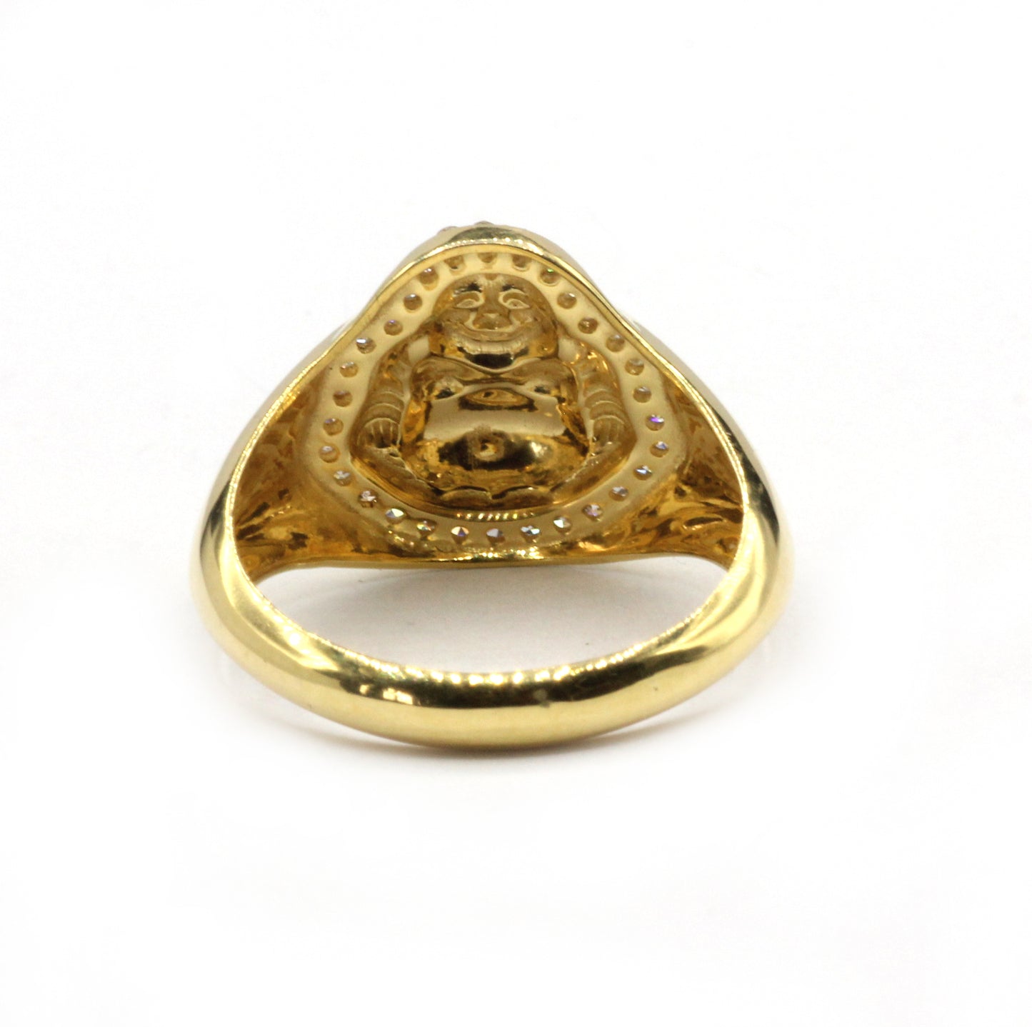 Laughing Buddha 14k Solid Gold Diamond Rings.Genuine handmade pave diamond Rings.
