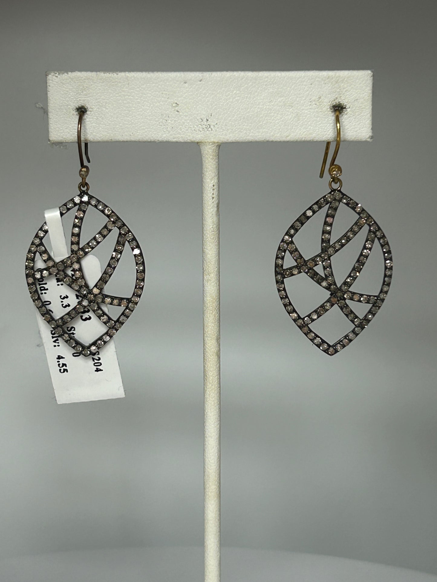 Diamond and Silver Black Rhodium Finish Earring