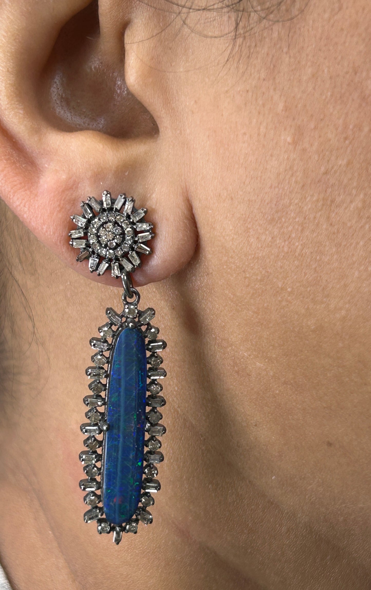 Opal and Diamond Earring