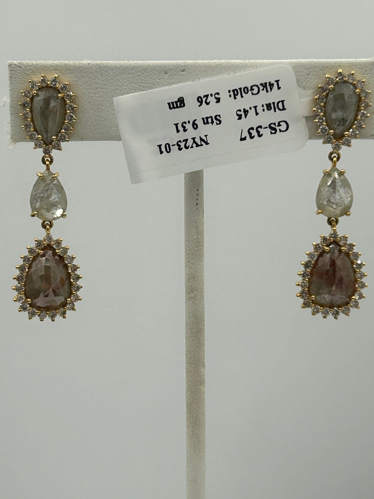 14k Solid Gold Diamond Earring