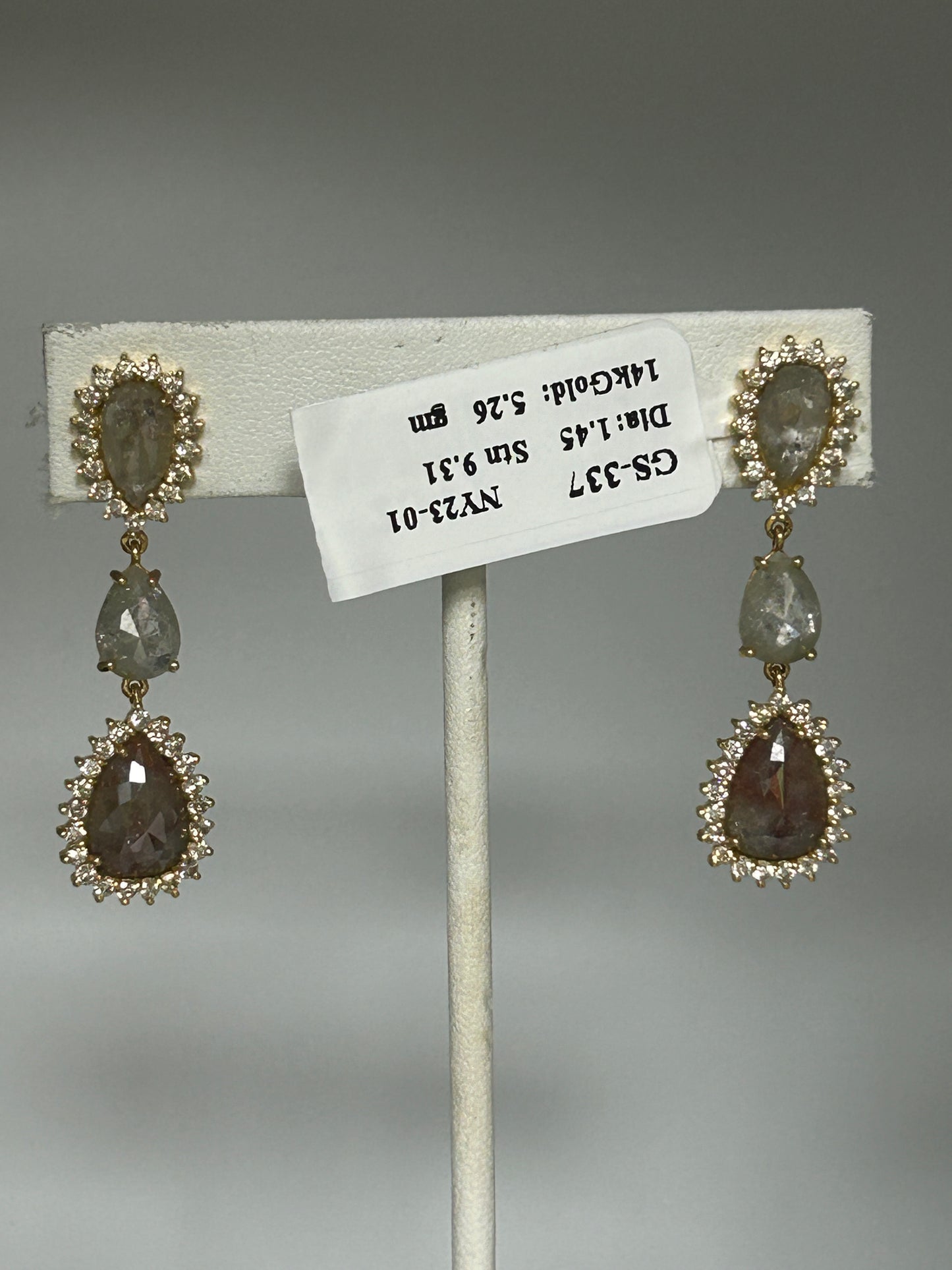 14k Solid Gold Diamond Earring