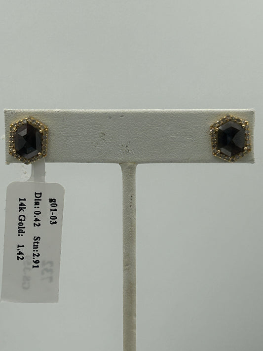 14k Solid Gold Diamond Earring