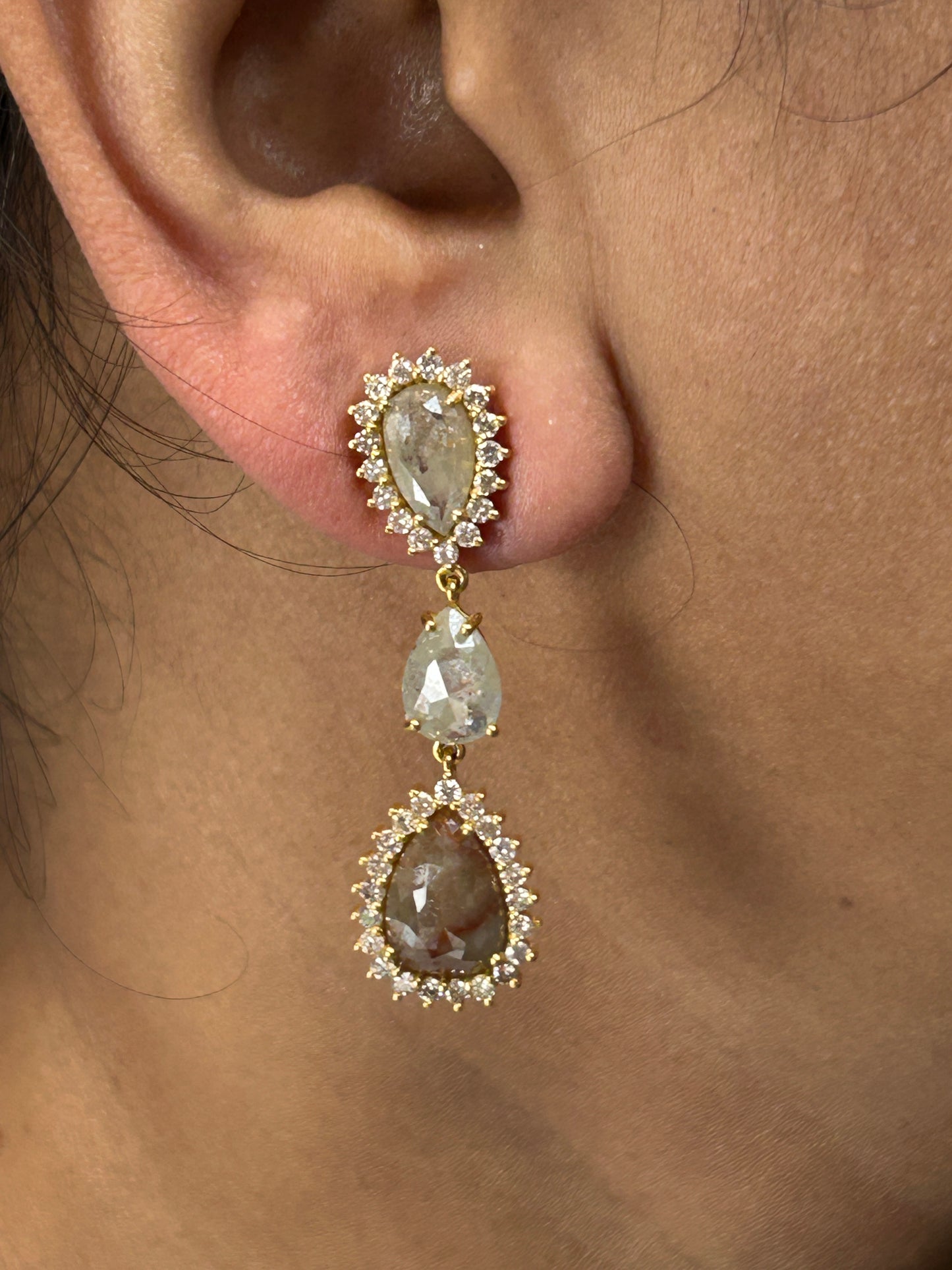 14k Solid Gold Diamond Earring