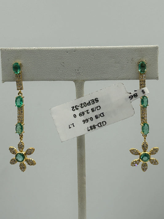 Flower 14k Solid Gold Diamond Earring