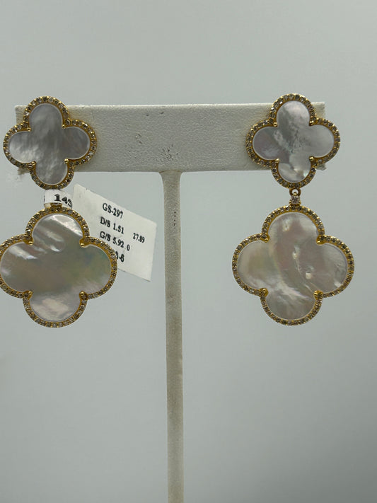Flower 14k Solid Gold Diamond Earring