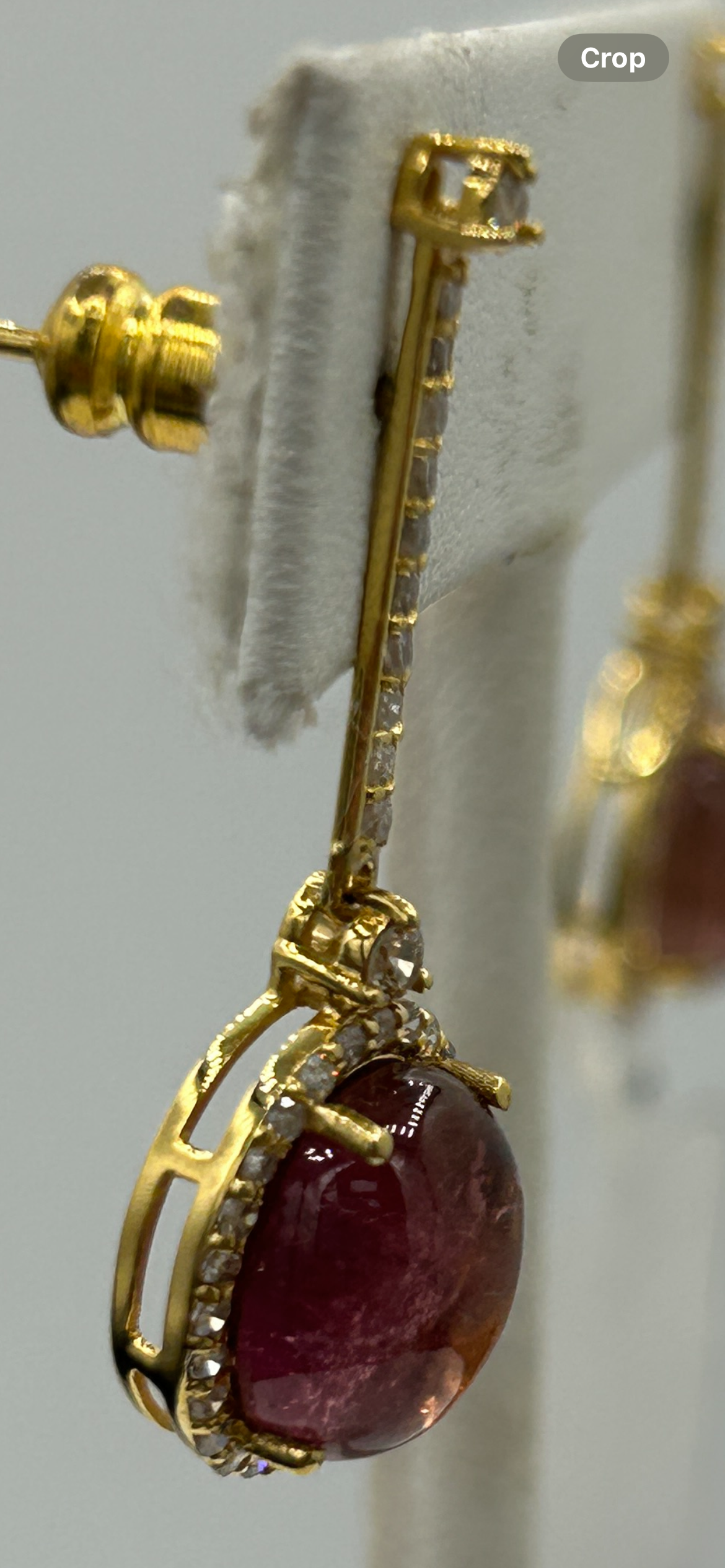 Pink tourmaline 14k Solid Gold Diamond Earring