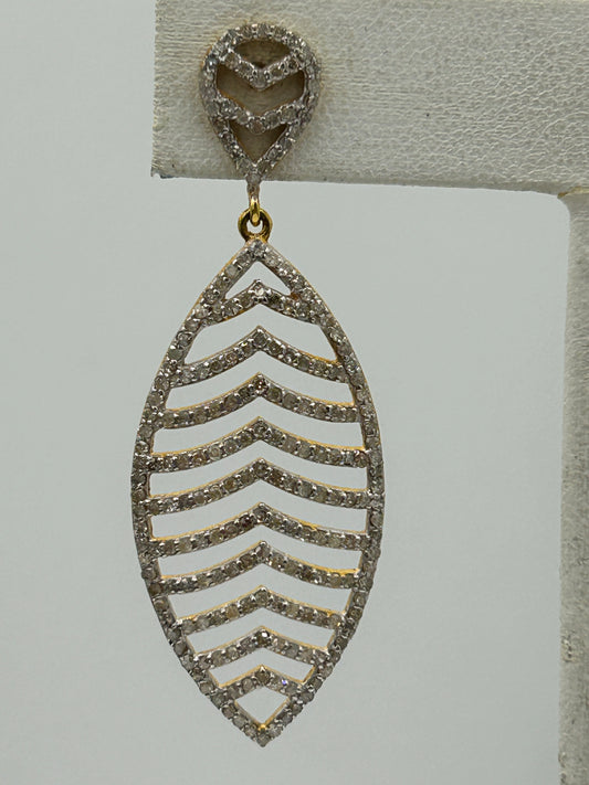 Leaf 14k Solid Gold Diamond Earring