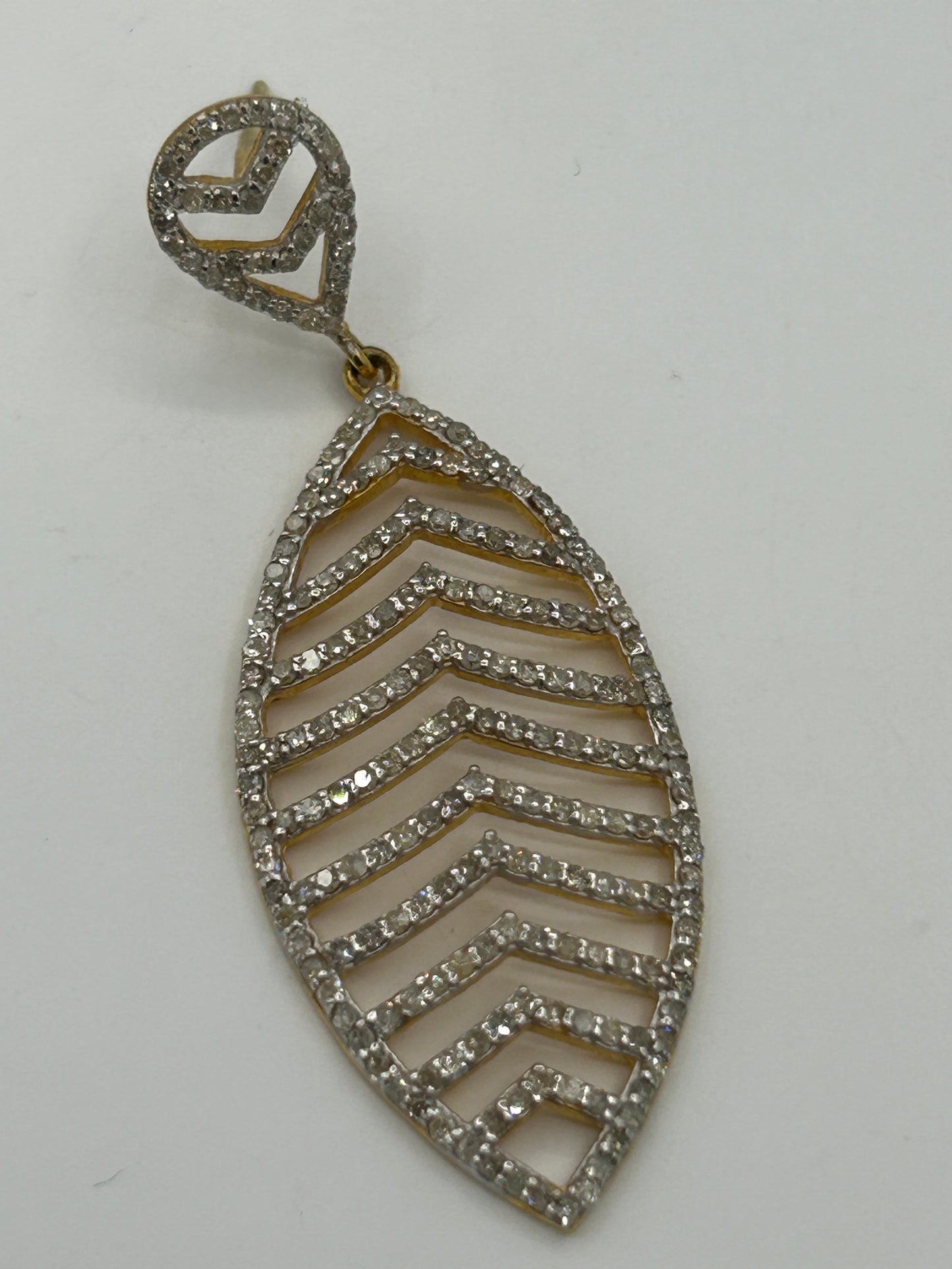 Leaf 14k Solid Gold Diamond Earring