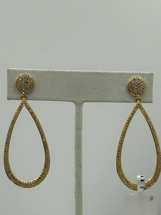 Pear Shape 14k Solid Gold Diamond Earring