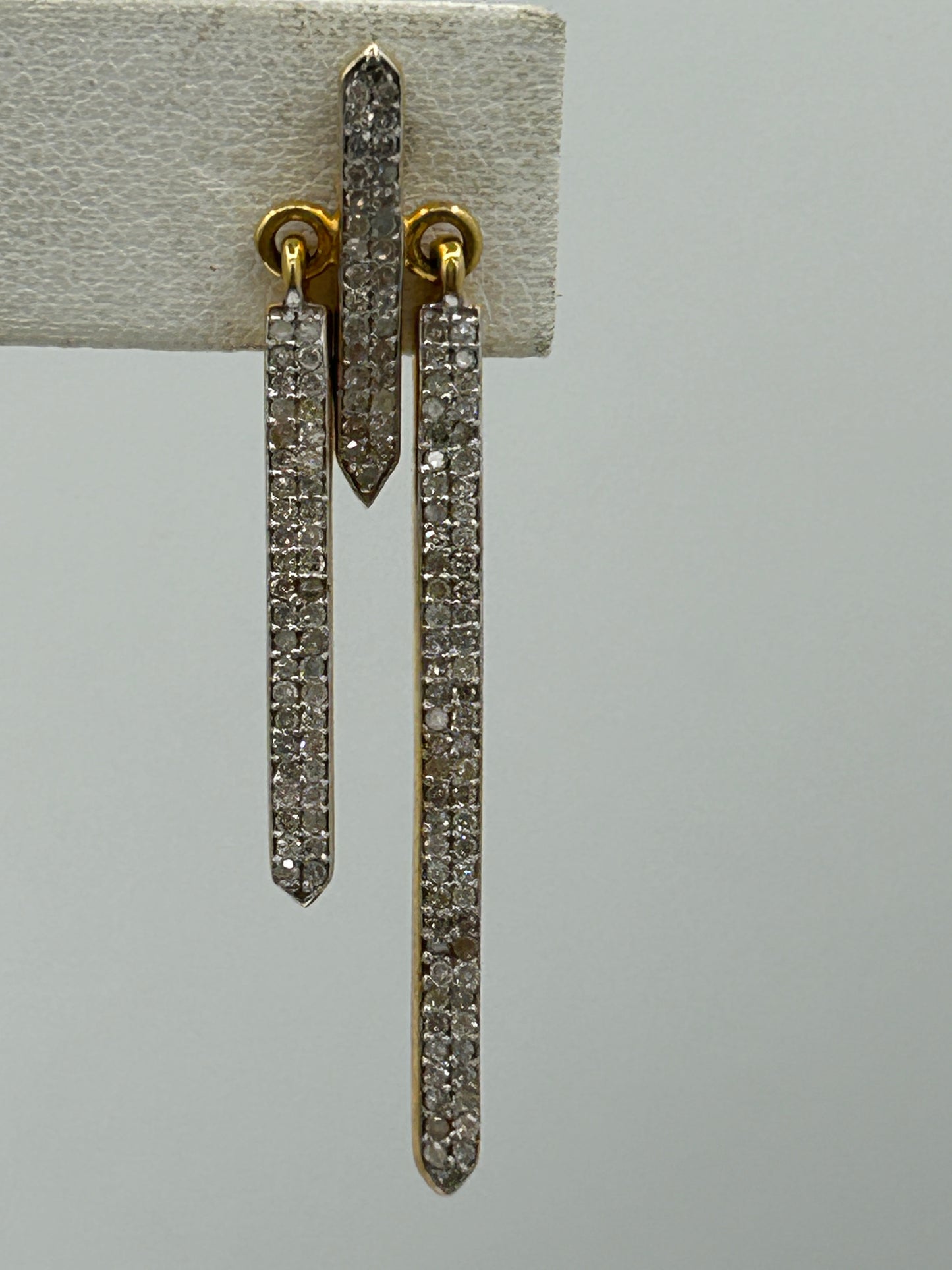 14k Solid Gold Diamond Earring. Genuine handmade pave diamond Earring. 14k Solid Gold Diamond Earring..