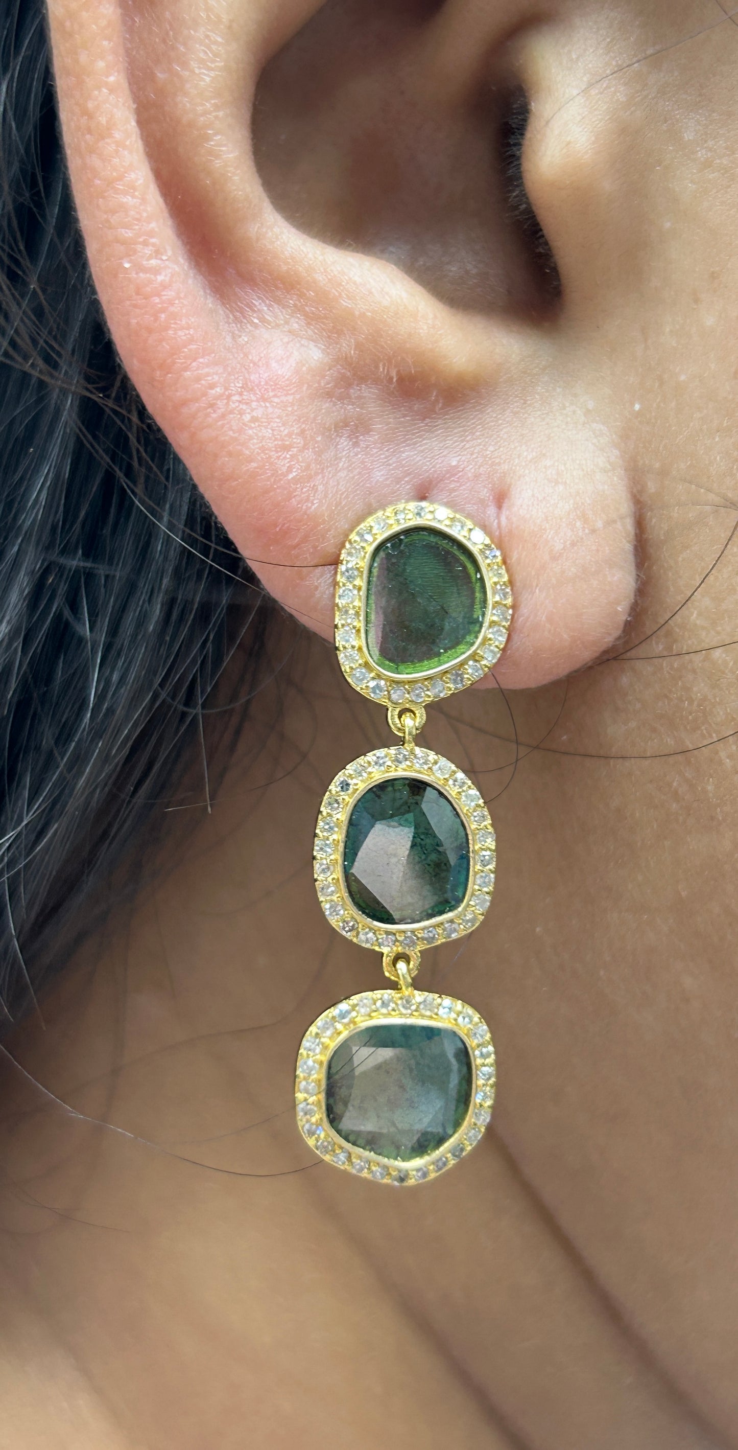 14k Solid Gold Diamond Earring. Genuine handmade pave diamond Earring. 14k Solid Gold Diamond Earring..