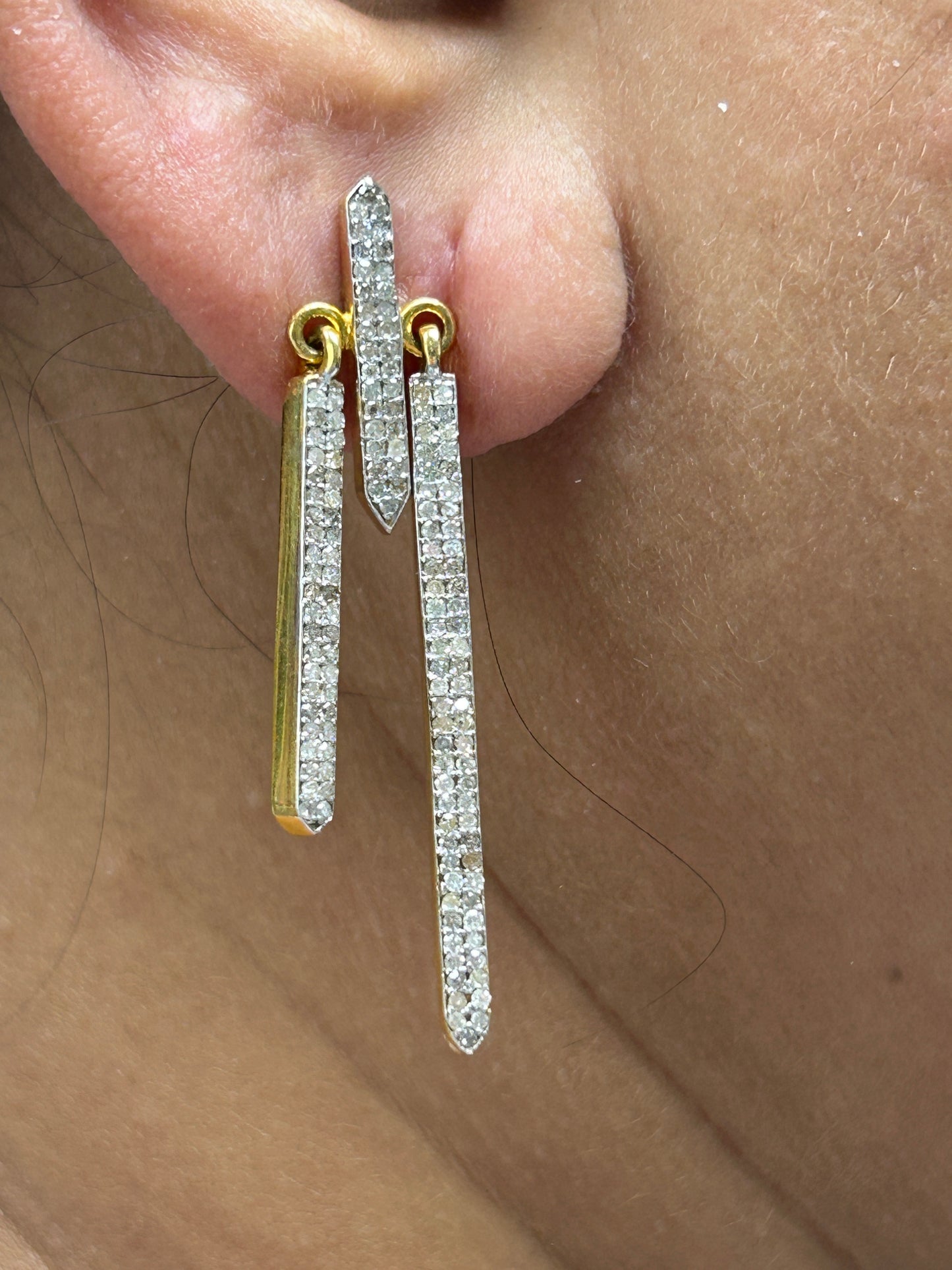 14k Solid Gold Diamond Earring. Genuine handmade pave diamond Earring. 14k Solid Gold Diamond Earring..