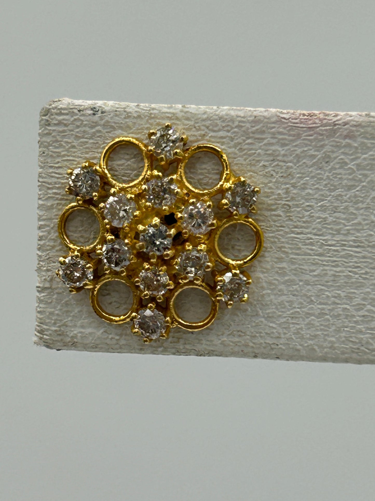 Round 14k Solid Gold Diamond Stud Earring. Genuine handmade pave diamond Earring. 14k Solid Gold Diamond Earring..