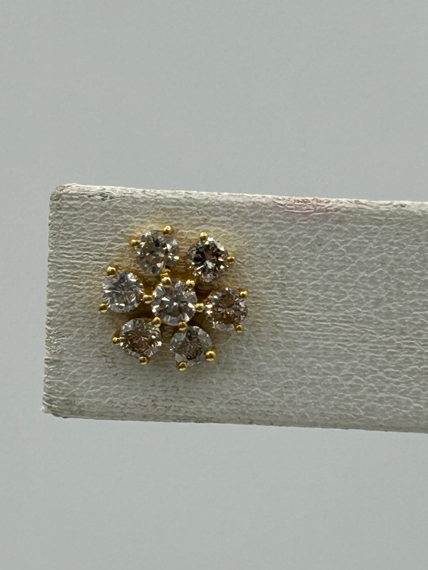 Round 14k Solid Gold Diamond Stud Earring. Genuine handmade pave diamond Earring. 14k Solid Gold Diamond Earring..