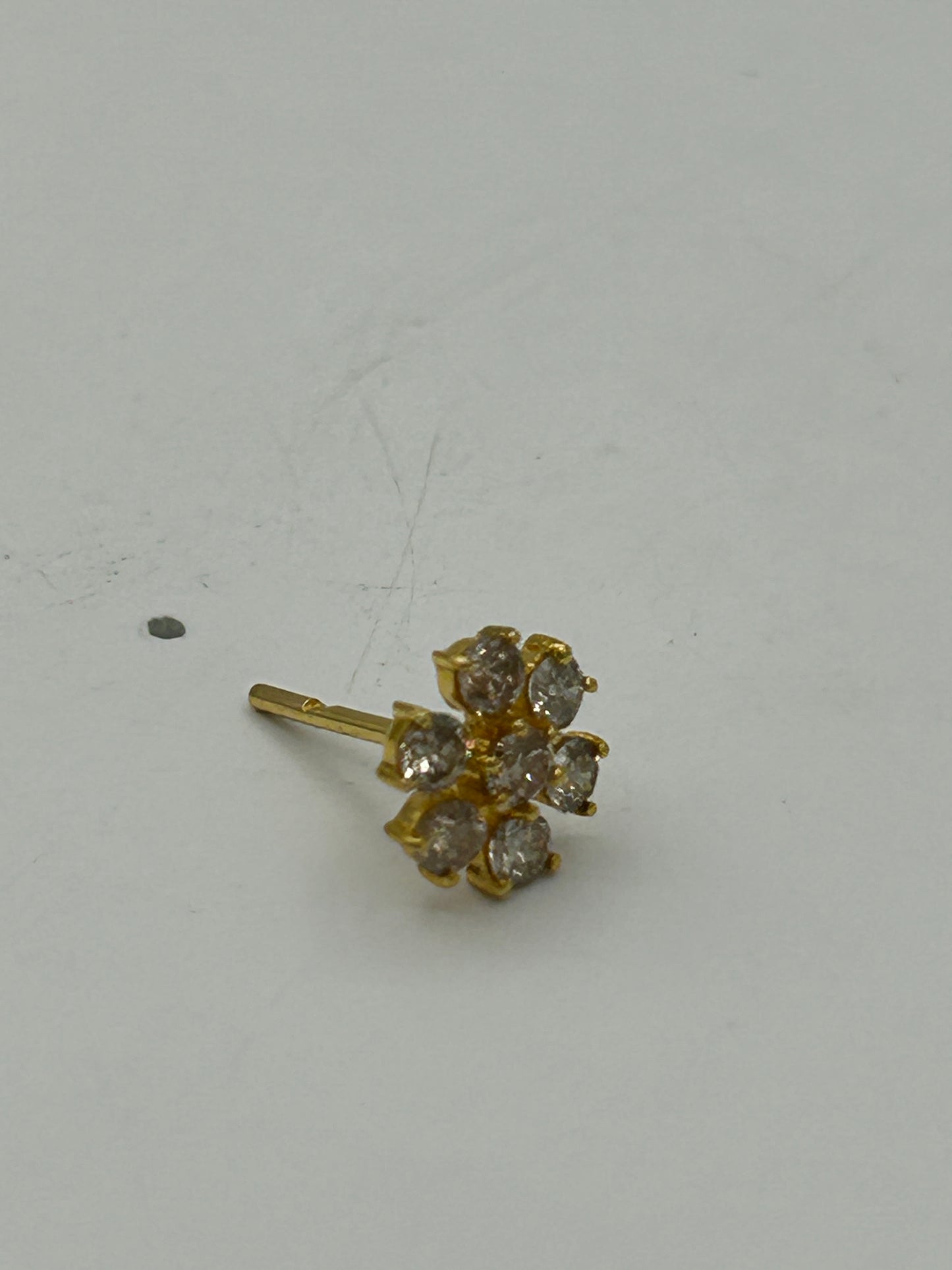 Round 14k Solid Gold Diamond Stud Earring. Genuine handmade pave diamond Earring. 14k Solid Gold Diamond Earring..