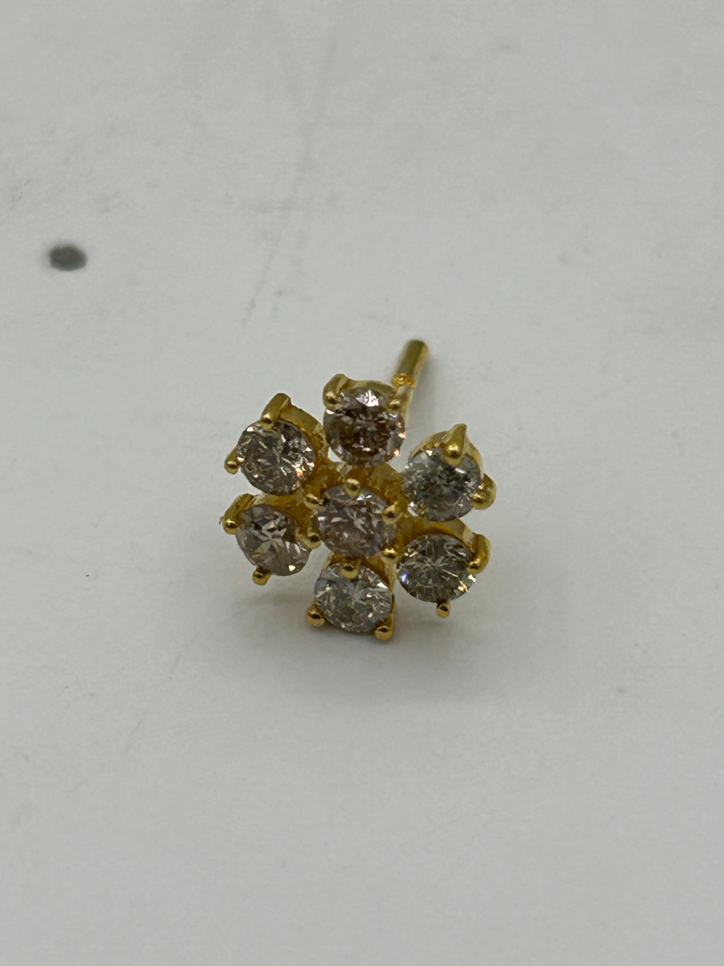 Round 14k Solid Gold Diamond Stud Earring. Genuine handmade pave diamond Earring. 14k Solid Gold Diamond Earring..