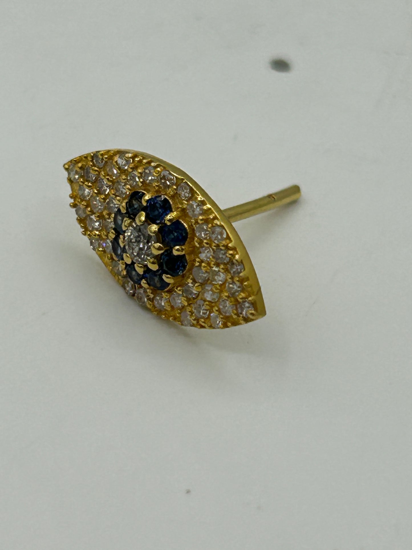 Evil Eye 14k Solid Gold Diamond Stud Earring. Genuine handmade pave diamond Earring. 14k Solid Gold Diamond Earring..