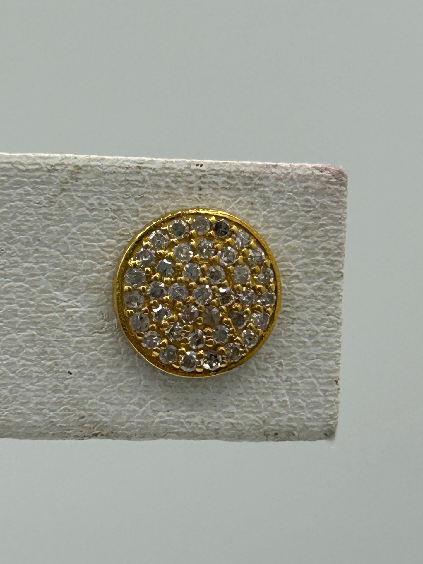 Round 14k Solid Gold Diamond Stud Earring. Genuine handmade pave diamond Earring. 14k Solid Gold Diamond Earring..