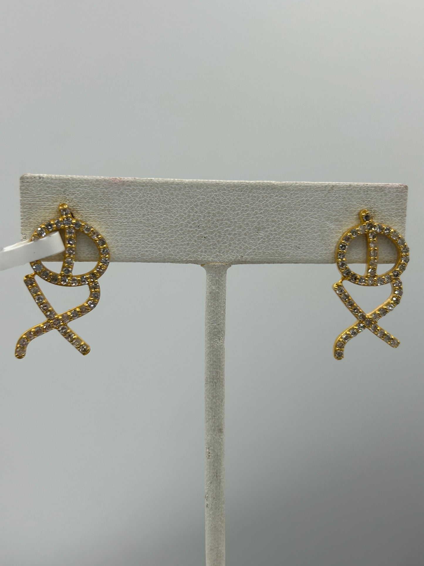 XO 14k Solid Gold Diamond Stud Earring. Genuine handmade pave diamond Earring. 14k Solid Gold Diamond Earring..