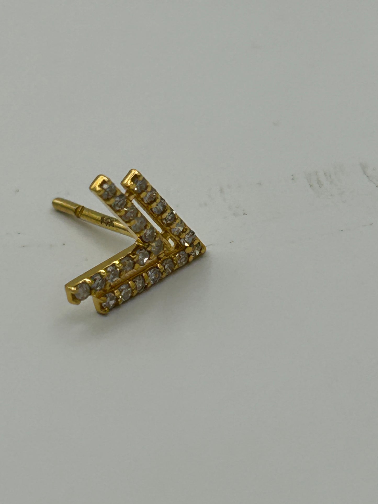 Arrow 14k Solid Gold Diamond Stud Earring. Genuine handmade pave diamond Earring. 14k Solid Gold Diamond Earring..