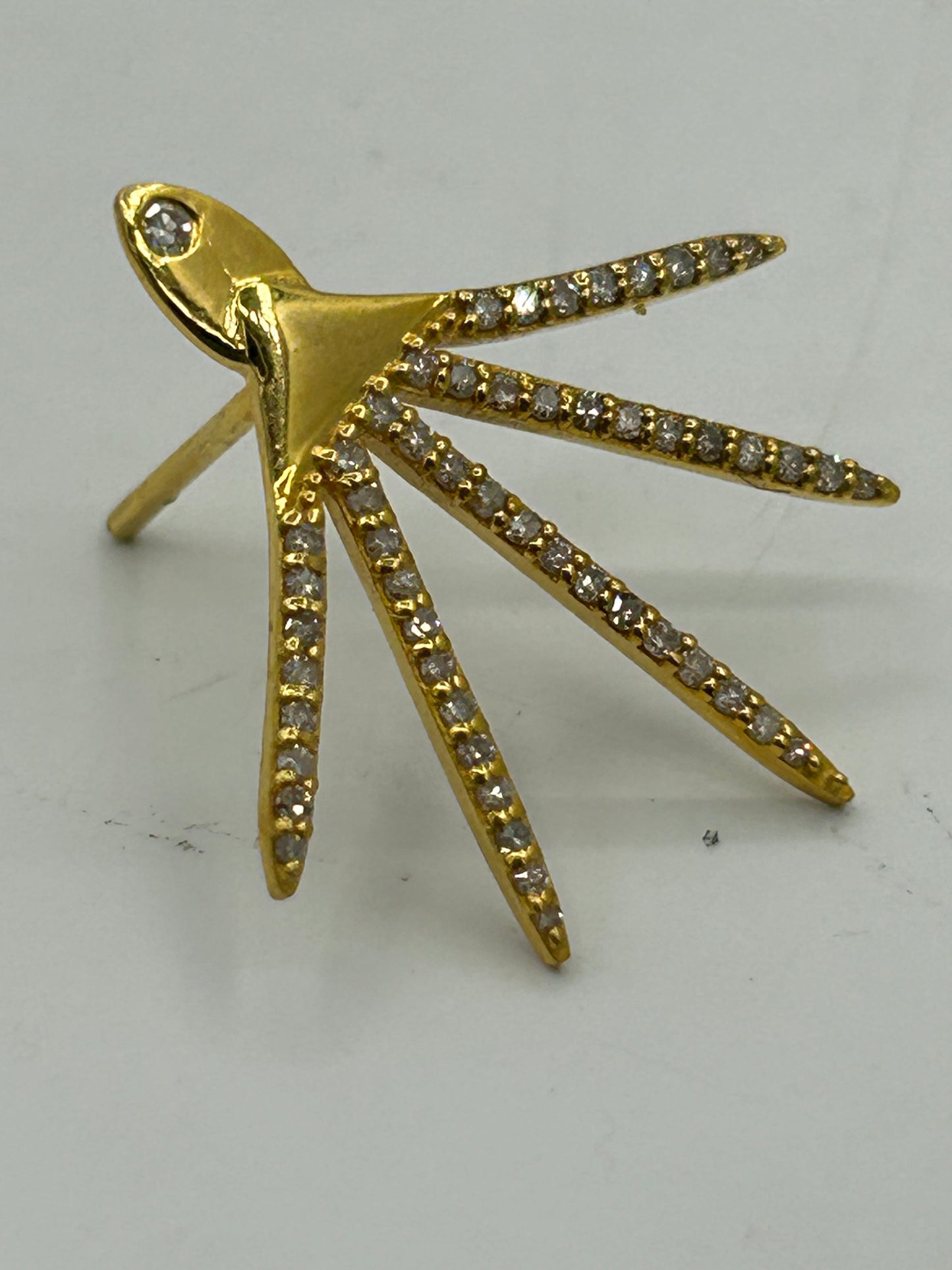 14k Solid Gold Diamond Stud Earring. Genuine handmade pave diamond Earring. 14k Solid Gold Diamond Earring..