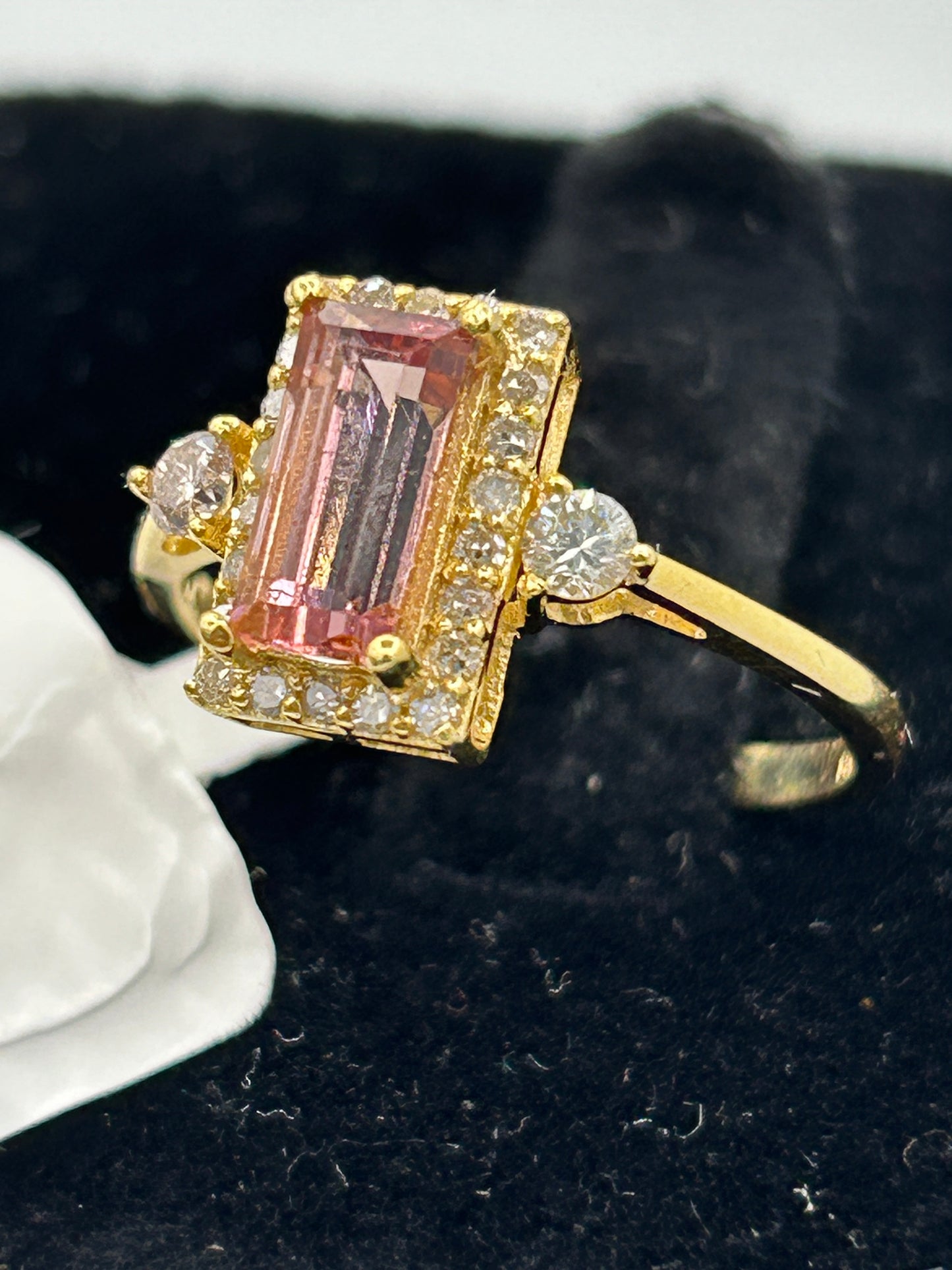 Rectangle Shape 14k Solid Gold Diamond Rings