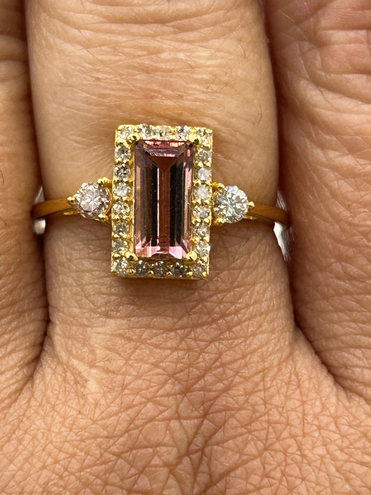 Rectangle Shape 14k Solid Gold Diamond Rings